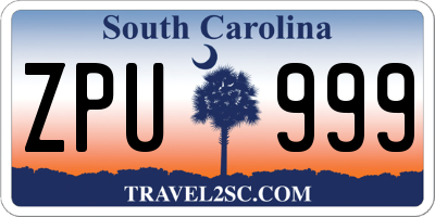 SC license plate ZPU999