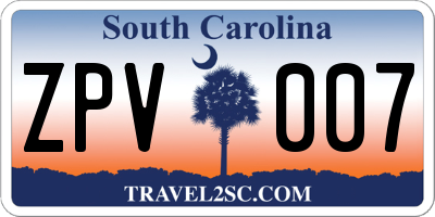 SC license plate ZPV007