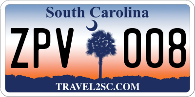 SC license plate ZPV008