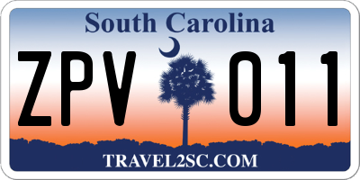 SC license plate ZPV011