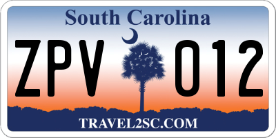 SC license plate ZPV012