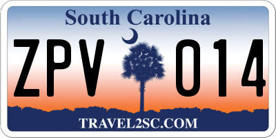 SC license plate ZPV014