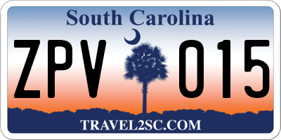 SC license plate ZPV015