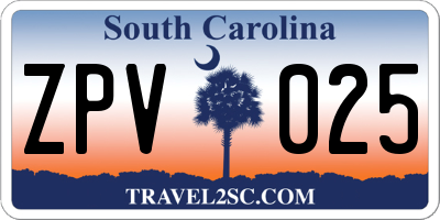 SC license plate ZPV025