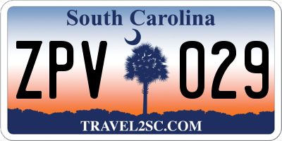 SC license plate ZPV029