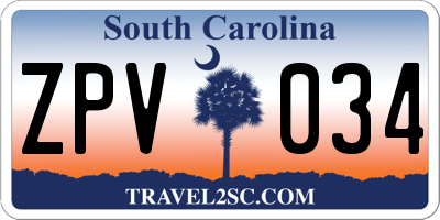 SC license plate ZPV034