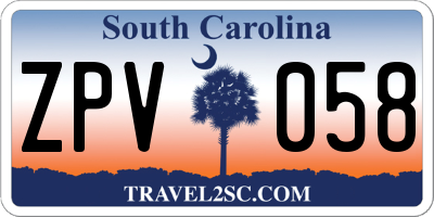 SC license plate ZPV058