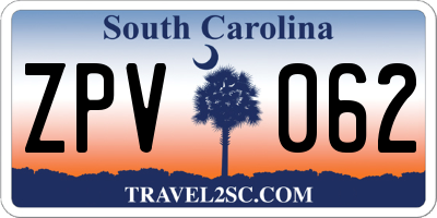 SC license plate ZPV062