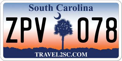 SC license plate ZPV078