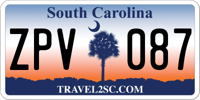 SC license plate ZPV087