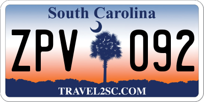 SC license plate ZPV092