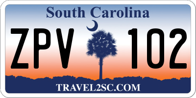 SC license plate ZPV102