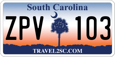 SC license plate ZPV103