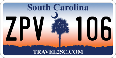 SC license plate ZPV106