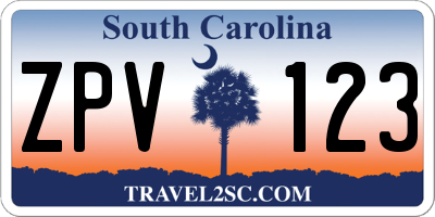 SC license plate ZPV123