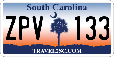 SC license plate ZPV133