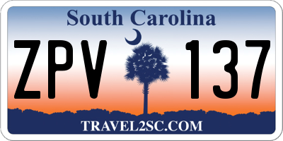 SC license plate ZPV137