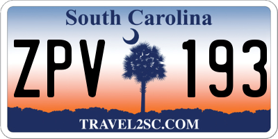SC license plate ZPV193