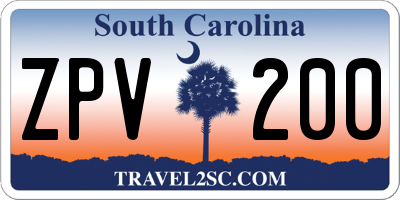 SC license plate ZPV200