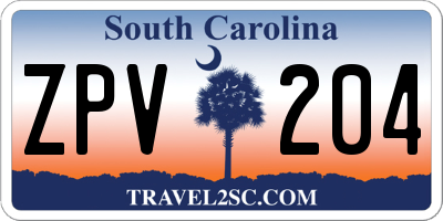 SC license plate ZPV204