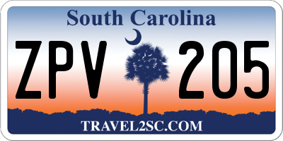 SC license plate ZPV205