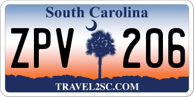 SC license plate ZPV206