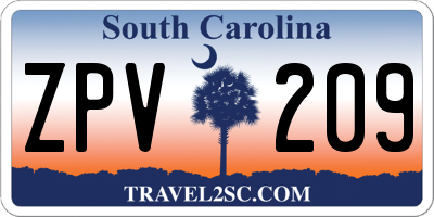 SC license plate ZPV209