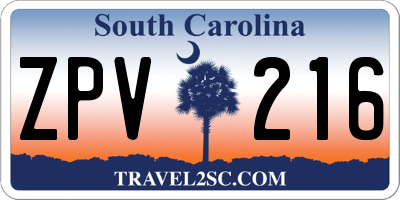 SC license plate ZPV216