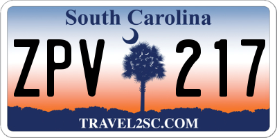 SC license plate ZPV217
