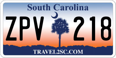 SC license plate ZPV218