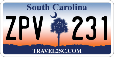 SC license plate ZPV231