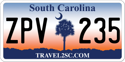 SC license plate ZPV235