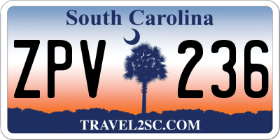SC license plate ZPV236