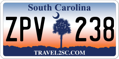 SC license plate ZPV238