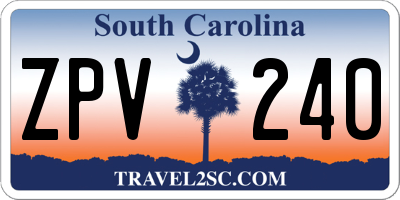 SC license plate ZPV240