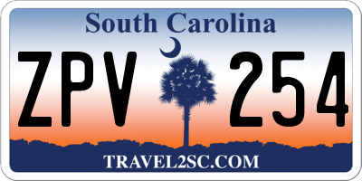 SC license plate ZPV254