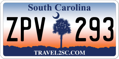 SC license plate ZPV293