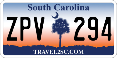 SC license plate ZPV294
