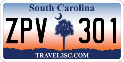 SC license plate ZPV301