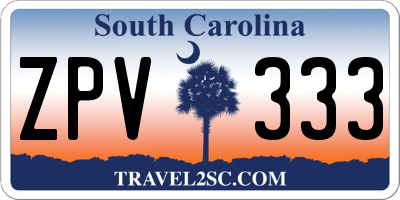SC license plate ZPV333