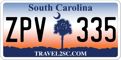 SC license plate ZPV335