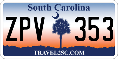 SC license plate ZPV353