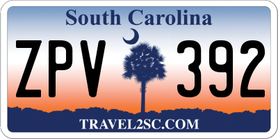 SC license plate ZPV392