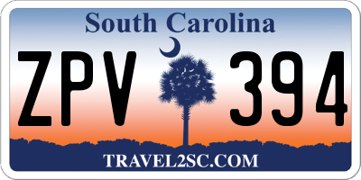 SC license plate ZPV394