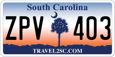SC license plate ZPV403