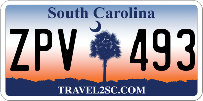 SC license plate ZPV493