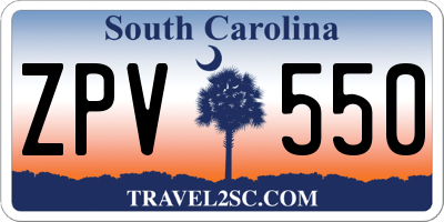 SC license plate ZPV550