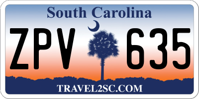 SC license plate ZPV635