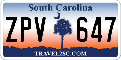 SC license plate ZPV647
