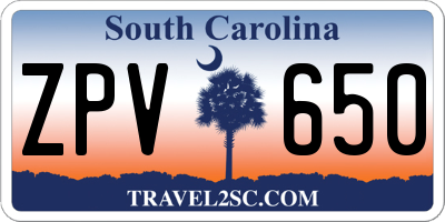 SC license plate ZPV650